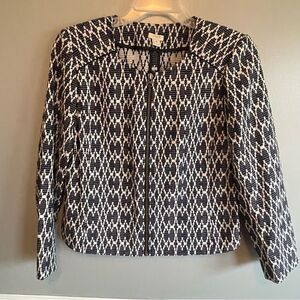 J crew Women’s Blazer Moto suit jacket size Medium M Navy white gray full zip